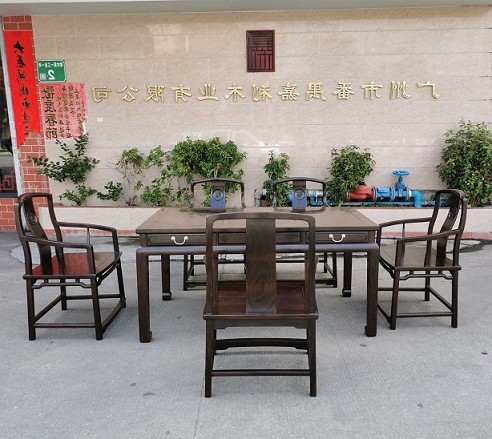 黑紫檀事事如意茶台配椅